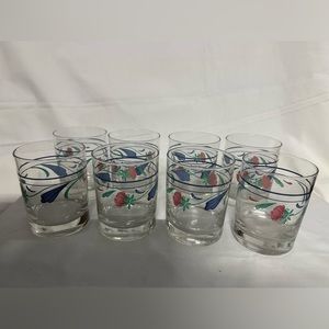 LENOX Poppies on Blue Drinking Glasses - set of 8